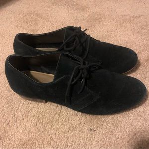 Black suede oxfords